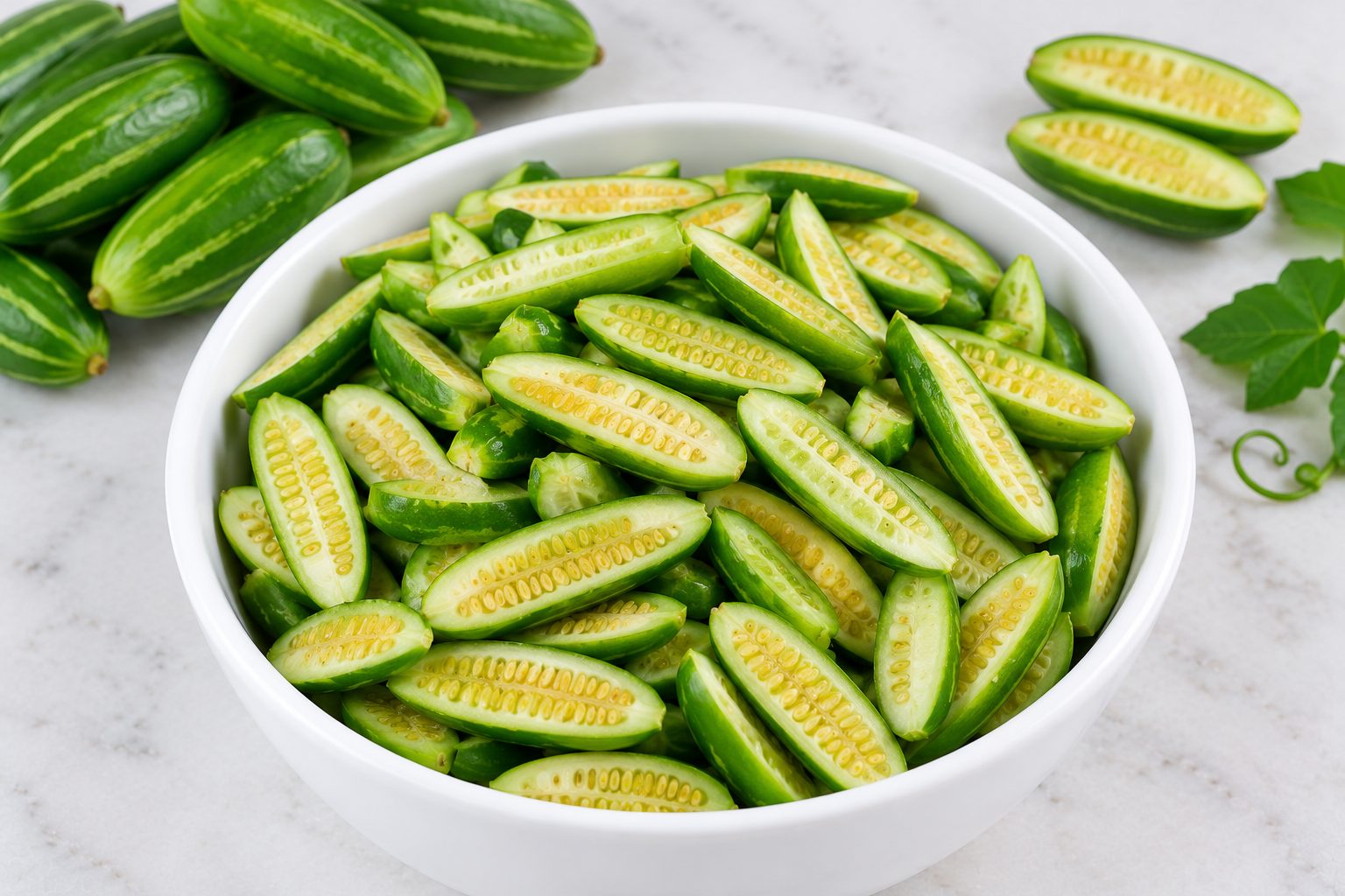 Ivy gourd sliced